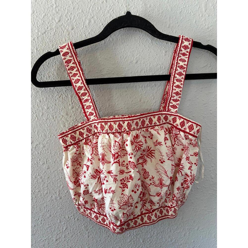 Japna cropped red/white print tank XL